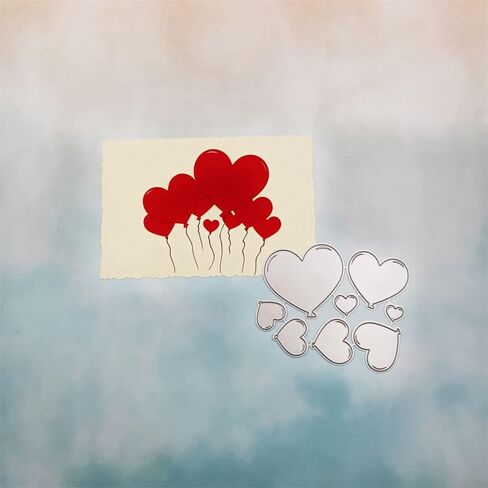 Metal 8pcs Love Heart Balloon Die Cuts, Romance Cutting Die DIY Crafts Template Mould Stencils for DIY Embossing Card Making Album Decorative Paper Scrapbooking in Saudi Arabia