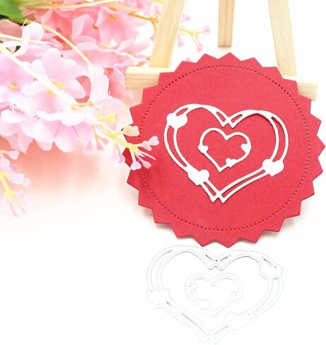 Metal 8pcs Love Heart Balloon Die Cuts, Romance Cutting Die DIY Crafts Template Mould Stencils for DIY Embossing Card Making Album Decorative Paper Scrapbooking in Saudi Arabia