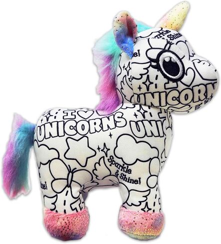 Color Me Plush Unicorn Stuffed Animal; Color and Wash Over and Over Plush for Kids 3 Years Old to Adults; Child-Safe Washable Markers Included (8.5" Tall When Seated) in Saudi Arabia