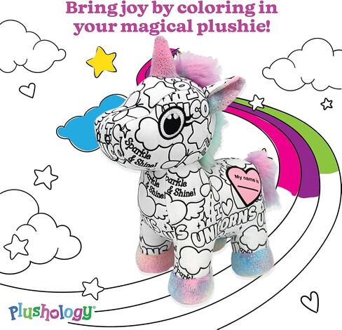 Color Me Plush Unicorn Stuffed Animal; Color and Wash Over and Over Plush for Kids 3 Years Old to Adults; Child-Safe Washable Markers Included (8.5" Tall When Seated) in Saudi Arabia