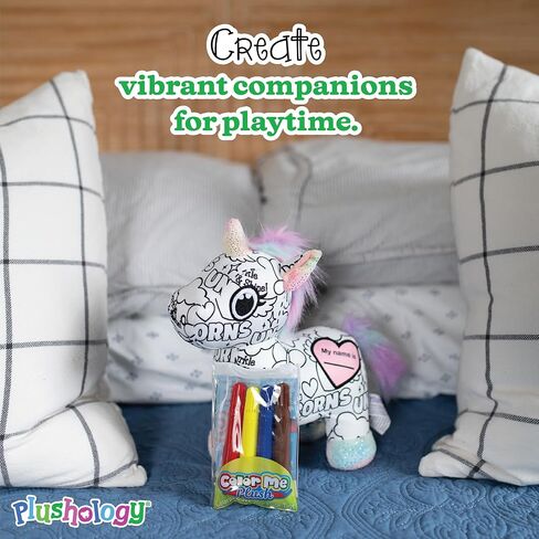 Color Me Plush Unicorn Stuffed Animal; Color and Wash Over and Over Plush for Kids 3 Years Old to Adults; Child-Safe Washable Markers Included (8.5" Tall When Seated) in Saudi Arabia