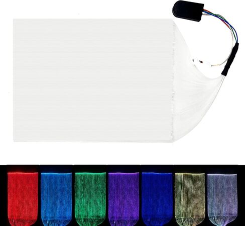 Fiber Optic Fabric,Led Accessories,Led Fiber Optic Mesh Lights for Quilting Sewing Clothes,Fabric with Changeable 7 Colors for DIY Luminous Festival Rave Partyaccessories. (White, 47.2in x 39.4in) in Kuwait