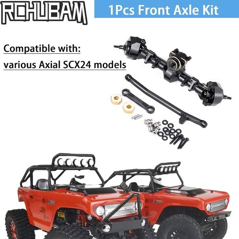 RCHUBAM 1/24 RC Crawler Portal Axle Set SCX24 Heavy Brass Weights Front Rear Complete Axles Compatible with 1/24 Axial SCX24 AXI00001 AXI00002 90081 Directly Upgrade Parts (Front & Rear Axle Set) in Kuwait