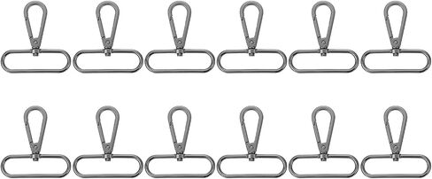 uxcell 12 Pcs Swivel Clasp Hooks, 0.39 Inch D Ring Swivel Purse Clips for Handbags, Purse Strap Hardware for Bag Making, Push Gate Lobster Clasp, Grey in Saudi Arabia