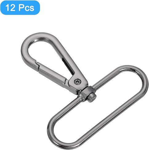 uxcell 12 Pcs Swivel Clasp Hooks, 0.39 Inch D Ring Swivel Purse Clips for Handbags, Purse Strap Hardware for Bag Making, Push Gate Lobster Clasp, Grey in Saudi Arabia