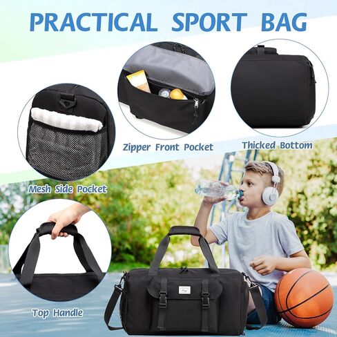 Kids Overnight Duffle Bags,Kasqo Boys Travel Bag Water Resistant Sports Gym Duffel Bag for Teens Girls Sleepover Bag School Weekender Carry On Tote with Shoes Compartment Dry Wet Pocket,Blue Cars in Kuwait
