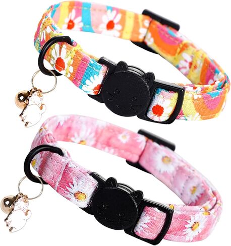 Lionheart glory Christmas Cat Collar Breakaway with Bell & Pendant Pink Plaid Gingerbread Man 2 Pack Cute Kitten Collar Soft Adjustable Safety Cat Collars for Girl Cats Pet in Saudi Arabia