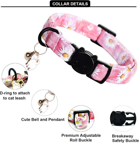 Lionheart glory Christmas Cat Collar Breakaway with Bell & Pendant Pink Plaid Gingerbread Man 2 Pack Cute Kitten Collar Soft Adjustable Safety Cat Collars for Girl Cats Pet in Saudi Arabia