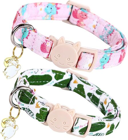 Lionheart glory Christmas Cat Collar Breakaway with Bell & Pendant Pink Plaid Gingerbread Man 2 Pack Cute Kitten Collar Soft Adjustable Safety Cat Collars for Girl Cats Pet in Saudi Arabia
