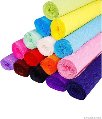 Crepe Paper Rolls 70g - Art DIY Crafting Supplies for Flower Making, Crinkled Party Streamers, and Decoration Projects Wrinkled Paper (White) in Kuwait