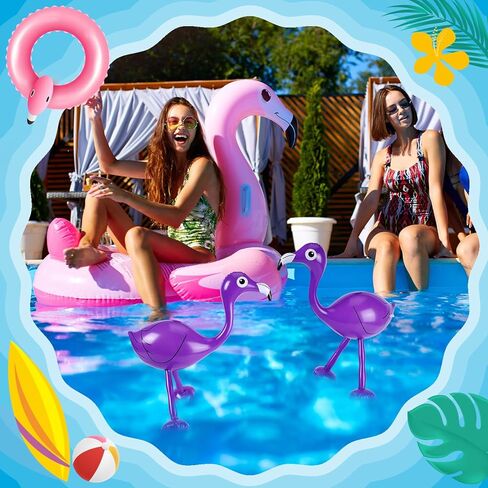 3 Pcs Inflatable Pink Flamingo Luau Party Accessories for Hawaiian Tropical Summer Swimming Party Decoration in Kuwait