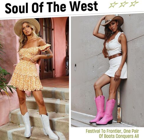 Vepose Women's 9803 Embroided Cowboy Boots Point Toe Cowgirl Boots for Women in Kuwait