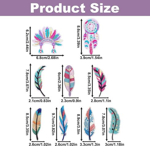 9pcs ورقة الريشة الحديد على البقع ، Dreamcatcher المطرزة ، القبعة الهندية الحديد Oans سترة القبعات DIY الفن الحرفي in Kuwait