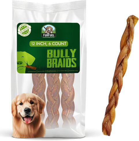 Braided Bully Sticks for Dogs, (3 Count, 12 Inch) Natural Long-Lasting Dog Chew for Large, Medium & Small Breeds, Perfect for Training & Sensitive Stomachs in Saudi Arabia