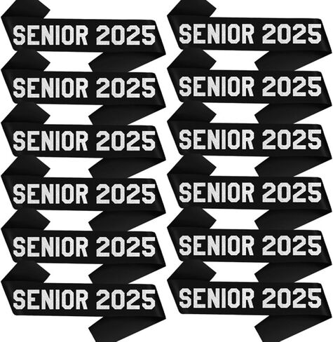 12pcs كبار SASH 2025 فئة رسائل Glitter من 2025 التخرج شاش تخرجت أخيرًا زخارف الحفلات المشجع الأبيض in Saudi Arabia