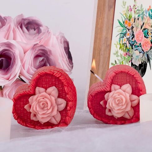2Pack Rose Bear Animal Silicone Candle Mold Epoxy Resin Wax Mold Silicone Shapes Animal Mold for Candle Craft Making Wedding Gift Decoration in Kuwait
