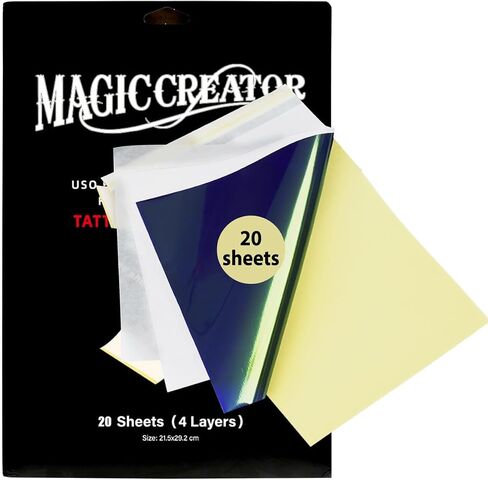 Magic Creator 100Pcs Tattoo Transfer Paper, Stencil Tattoo Stuff 4 Layers Ultra HD Thermal Tattoo Stencil Paper, Tattooing Transfer Paper for Tattoo Stencil Printer and Freehand Drawing Size A4 in Saudi Arabia