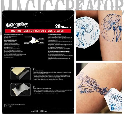 Magic Creator 100Pcs Tattoo Transfer Paper, Stencil Tattoo Stuff 4 Layers Ultra HD Thermal Tattoo Stencil Paper, Tattooing Transfer Paper for Tattoo Stencil Printer and Freehand Drawing Size A4 in Saudi Arabia