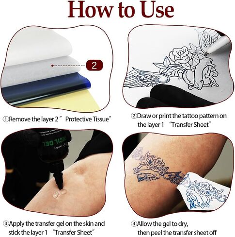 Magic Creator 100Pcs Tattoo Transfer Paper, Stencil Tattoo Stuff 4 Layers Ultra HD Thermal Tattoo Stencil Paper, Tattooing Transfer Paper for Tattoo Stencil Printer and Freehand Drawing Size A4 in Saudi Arabia