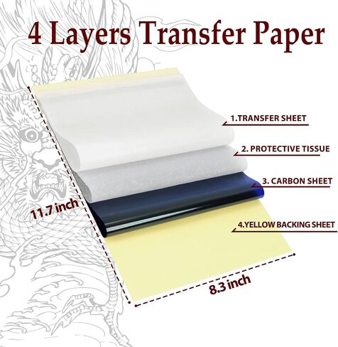 Magic Creator 100Pcs Tattoo Transfer Paper, Stencil Tattoo Stuff 4 Layers Ultra HD Thermal Tattoo Stencil Paper, Tattooing Transfer Paper for Tattoo Stencil Printer and Freehand Drawing Size A4 in Saudi Arabia