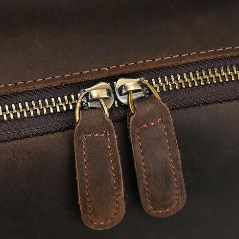 Vintage Full Grain Leather Backpack for Men, 16" Laptop Rucksack For Men Hiking Trave Work Business Bag, Dark Brown in Saudi Arabia