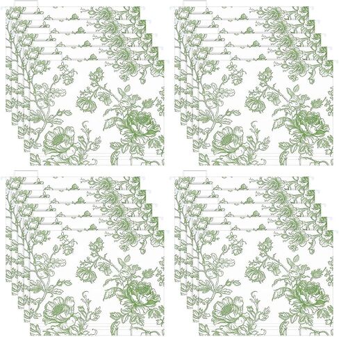 20 Pcs Blue Floral Decorative Hanging Letter Size Cute File Folders Designer Floral Folders File Organizer for Filing Cabinet Office Home with 1/5 Cut Adjustable Tabs in Saudi Arabia