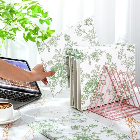 20 Pcs Blue Floral Decorative Hanging Letter Size Cute File Folders Designer Floral Folders File Organizer for Filing Cabinet Office Home with 1/5 Cut Adjustable Tabs in Saudi Arabia