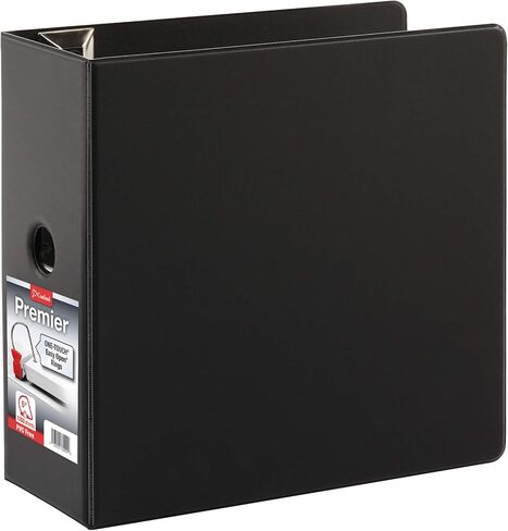 Cardinal 3 Ring Binder, 5 Inch Premier Easy Open Binder, ONE-TOUCH Locking Slant-D Rings, 1,050-Sheet Capacity, 4 Pockets, PVC-Free Cover with Shelf Pull, Black (18762CB) in Kuwait