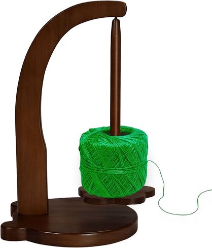 Wooden Yarn Ball Holder - Brown Yarn Holder for Crocheting Big Sully Spinner with 1 Spindle Ball for Crocheting Spinner Gift for Knitting Lovers in Kuwait
