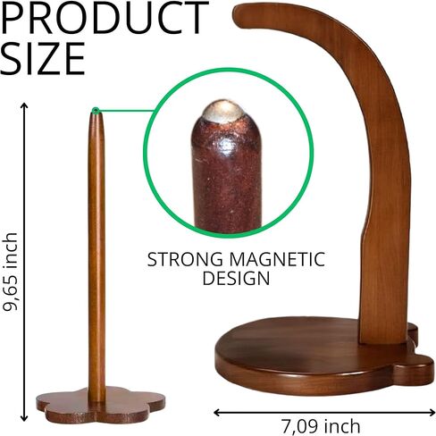 Wooden Yarn Ball Holder - Brown Yarn Holder for Crocheting Big Sully Spinner with 1 Spindle Ball for Crocheting Spinner Gift for Knitting Lovers in Kuwait