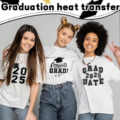 9 Sheet 2025 Graduation Iron On Decals Graduation Pattern Letter Number Patches Set Heat Transfer Blue Applique Decor for Fabric Graduation Gown Cap Toppers DIY Craft in Kuwait