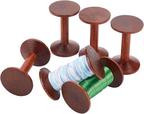 PH PandaHall Wooden Spools 6pcs Empty Wood Thread Spools Sewing Bobbins Spools Craft for Jewelry Chain Wrapping Arts Crafts Thread Wire Weaving Ribbon Embroidery Thread Cord Roll 2.9x1.3 Inch in Saudi Arabia