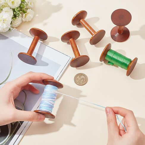 PH PandaHall Wooden Spools 6pcs Empty Wood Thread Spools Sewing Bobbins Spools Craft for Jewelry Chain Wrapping Arts Crafts Thread Wire Weaving Ribbon Embroidery Thread Cord Roll 2.9x1.3 Inch in Saudi Arabia
