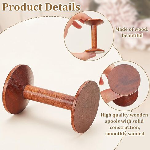 PH PandaHall Wooden Spools 6pcs Empty Wood Thread Spools Sewing Bobbins Spools Craft for Jewelry Chain Wrapping Arts Crafts Thread Wire Weaving Ribbon Embroidery Thread Cord Roll 2.9x1.3 Inch in Saudi Arabia