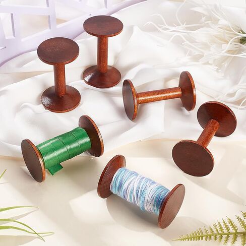 PH PandaHall Wooden Spools 6pcs Empty Wood Thread Spools Sewing Bobbins Spools Craft for Jewelry Chain Wrapping Arts Crafts Thread Wire Weaving Ribbon Embroidery Thread Cord Roll 2.9x1.3 Inch in Saudi Arabia