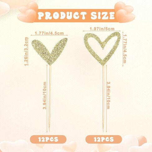 24 PCS إشراق اللمعان كب كيك أعلى القبعات ، الذهب القلب كب كيك القبعات لحب موضوع الزفاف مشاركة الزفاف الزفاف دش الحزب الديكور in Saudi Arabia