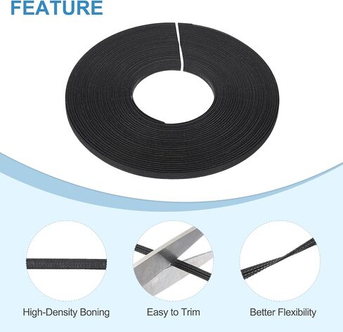 PATIKIL 6mm x 45 Yards Boning for Sewing, Polyester High-Density Boning for Handmade Dolls Hats Handbags Wedding Dresses, Black in Saudi Arabia