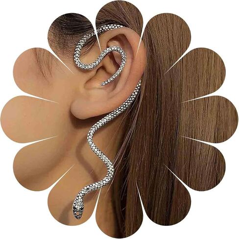Yheakne Punk Snake Ear Climber Earrings Gold Snake Ear Cuff Wrap Earrings Gothic Serpent Earrings Snake Crawler Earrings Fake Piercing Earrings Cool Animal Jewelry for Women and Girls Halloween gifts (Gold) in Kuwait