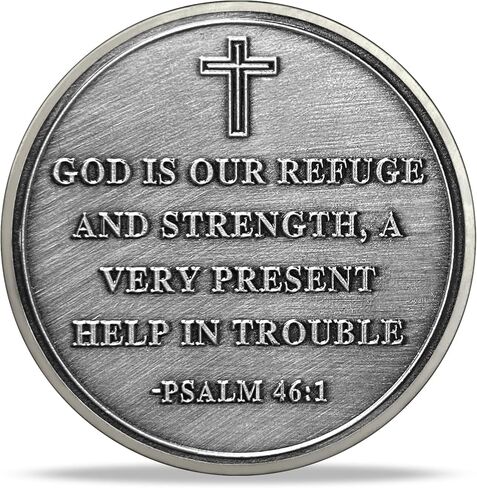 Jesus Christ with Lamb Challenge Coin, Christian Prayer Token with Antique Silver Plating Psalm 46:1 Religious Coins in Kuwait