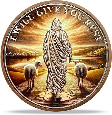 Jesus Christ with Lamb Challenge Coin, Christian Prayer Token with Antique Silver Plating Psalm 46:1 Religious Coins in Kuwait