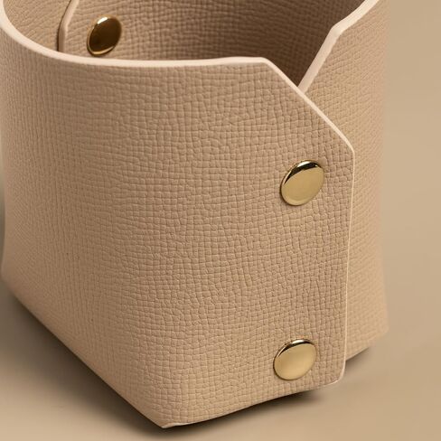 Leather Makeup Brush Holder Organizer for Vanity Desktop Cosmetic Bathroom Countertop,Desk Storage Holder for Eyebrow Pencil Lipstick Remote Cosmetic Organizers,Ivory in Saudi Arabia