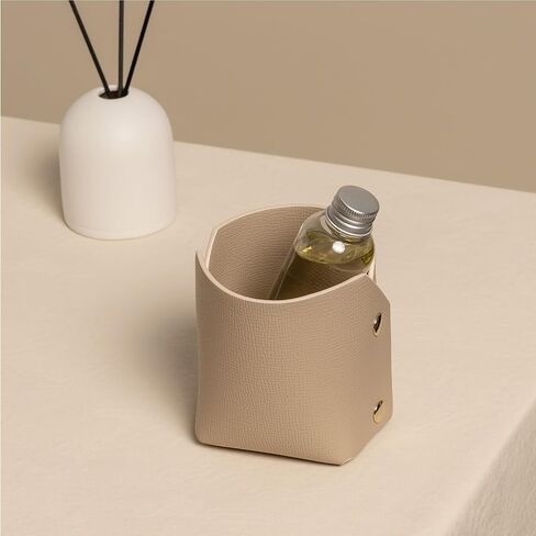 Leather Makeup Brush Holder Organizer for Vanity Desktop Cosmetic Bathroom Countertop,Desk Storage Holder for Eyebrow Pencil Lipstick Remote Cosmetic Organizers,Ivory in Saudi Arabia