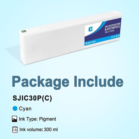 SJIC30P (C) C33S020636 خرطوشة الحبر المعاد تصنيعها لـ Colorworks TM-C7500G TM-C7500GE 300 مل (حزمة واحدة ، سماوي) in Kuwait