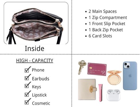 Isabelle Women's Crossbody Shoulder Bag Cell Phone Purse Wallet Wristlet Clutch with Adjustable Strap and Zipper in Saudi Arabia