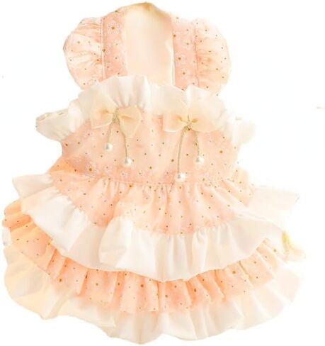 AZA Dog Princess Dresses for Small Dogs Lolita Clothes Flower Puppy Costume Pet Suspenders Girl Cute Bow Lace Coat Cat Floral Outfits Summer Costumes (M,Blue) in Saudi Arabia