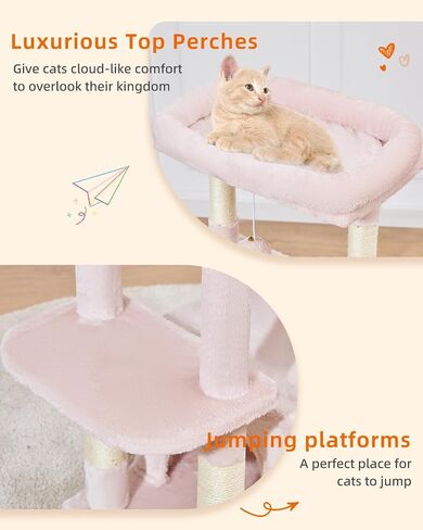 Taoqimiao Cat Tree,39.4-Inch Cat Tower for Indoor Cats,Suitable for Kittens with Luxurious cat condo with Soft Hammock and Luxurious Perch MS027G Smoky Gray in Saudi Arabia