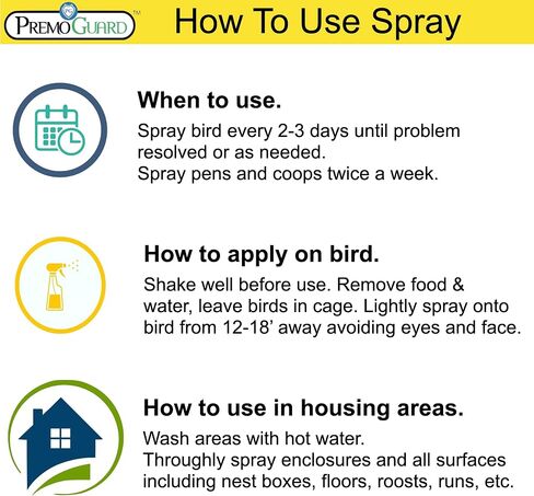 Poultry Spray by Premo Guard – 16 oz – Treat Mites, Fleas, Flies, and Lice – Effective Plant Based – Chicken, Turkey, Waterfowl, and Birds – Best Natural Protection for Control & Prevention in Kuwait