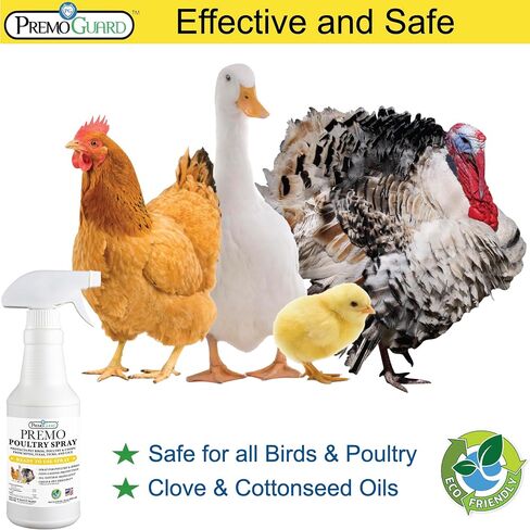 Poultry Spray by Premo Guard – 16 oz – Treat Mites, Fleas, Flies, and Lice – Effective Plant Based – Chicken, Turkey, Waterfowl, and Birds – Best Natural Protection for Control & Prevention in Kuwait