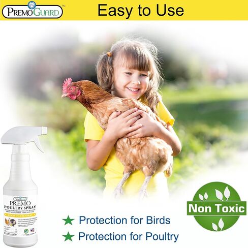 Poultry Spray by Premo Guard – 16 oz – Treat Mites, Fleas, Flies, and Lice – Effective Plant Based – Chicken, Turkey, Waterfowl, and Birds – Best Natural Protection for Control & Prevention in Kuwait