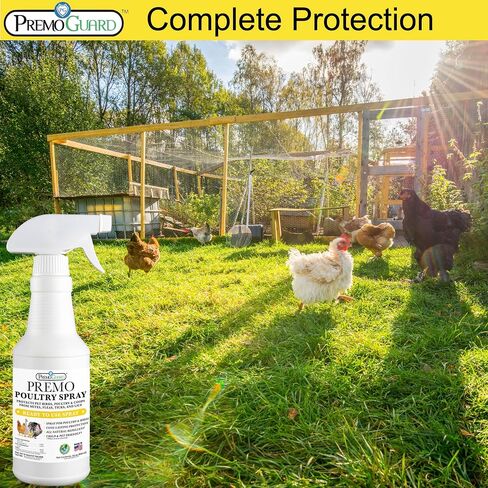 Poultry Spray by Premo Guard – 16 oz – Treat Mites, Fleas, Flies, and Lice – Effective Plant Based – Chicken, Turkey, Waterfowl, and Birds – Best Natural Protection for Control & Prevention in Kuwait